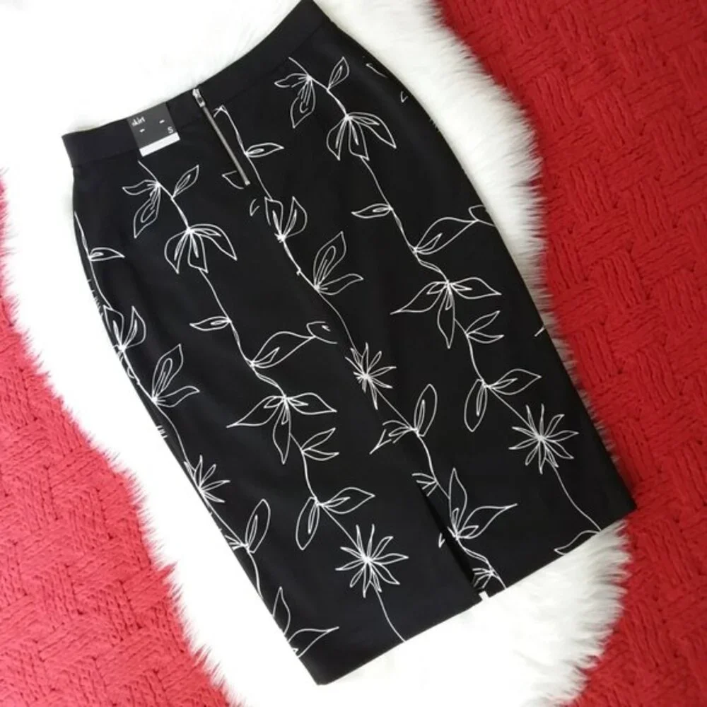 Alfani Floral Midi Skirt Black S